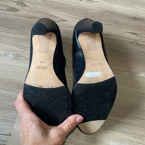 Taryn Rose Italian designer leather heels Ankle strap Black Euro size 37.5 US 7 - Picture 8 of 12